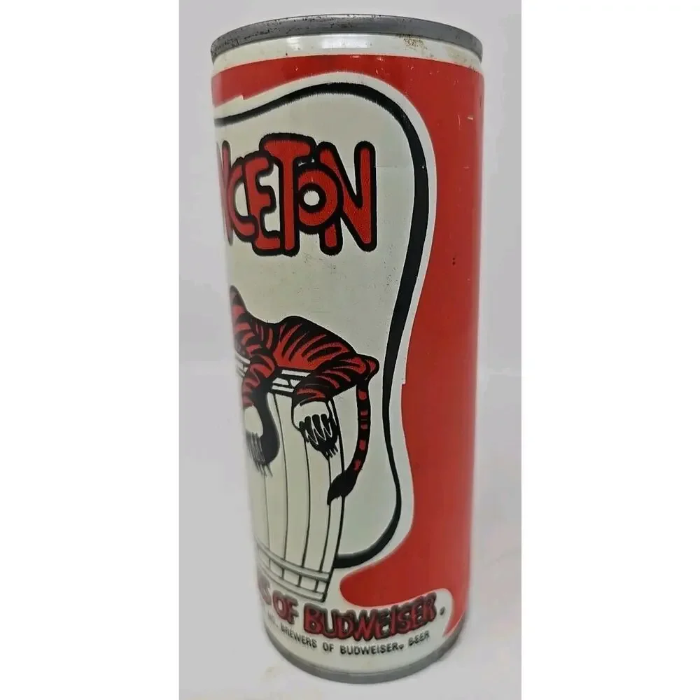1980s Budweiser Princeton University 16oz Steel Beer Can Rolled Lip Coin Bank U2